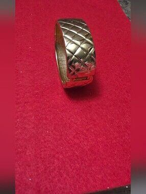 Gold Quilted Hinged Bangle Bracelet